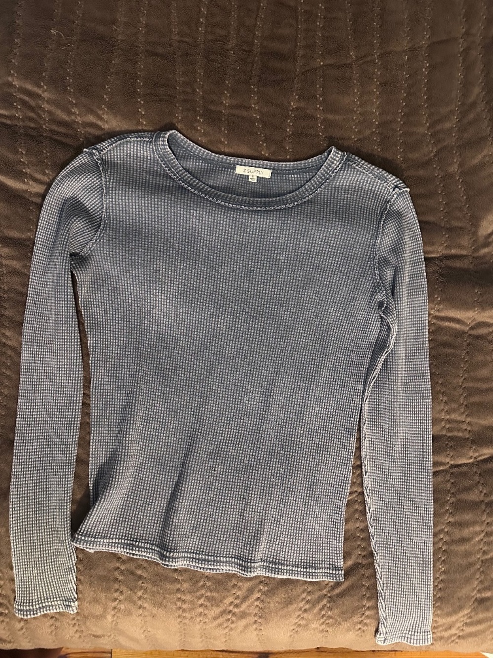 Z Supply Henley faded blue long sleeve pullover.  Size S.
